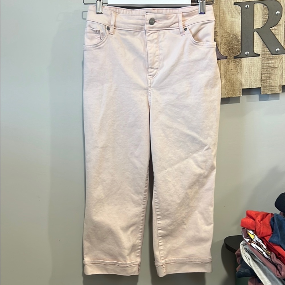 NYDJ pale pink Ankle straight Cropped Marilyn Jeans   Lift x tuck technology
